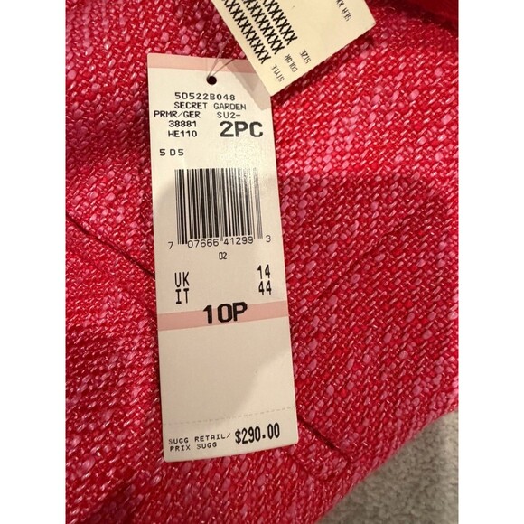 Kasper Tweed Pink 2pc Skirt Suit Frayed Trim Single Breasted Blazer Petite 10P - Picture 16 of 16